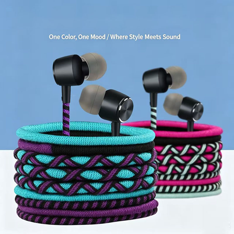 Wired Earphone Mic - Проводные наушники-вкладыши с плетеным кабелем 3,5