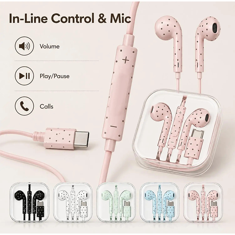 Наушники Type C с узором в гор – обзор и цена Wired Earphone Mic