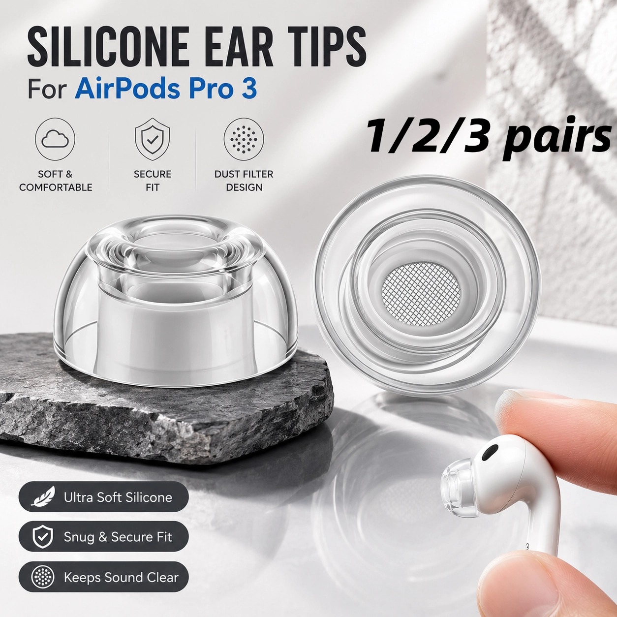 1/2/3 пары прозрачных силиконо – обзор и цена Silicone Ear Tip Replacement